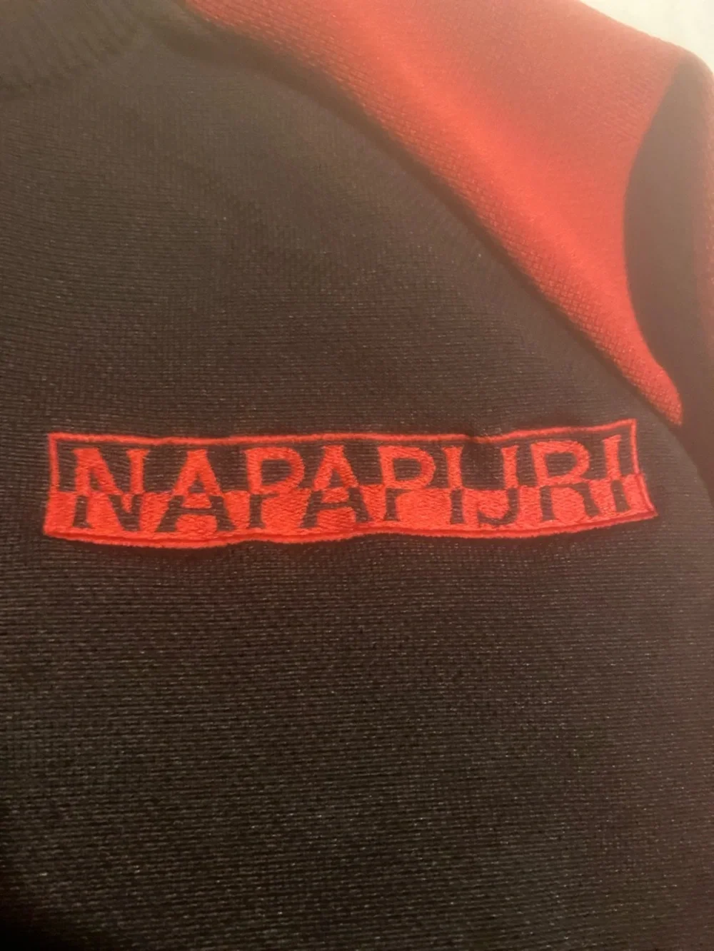 Napapijri Black Crewneck Sweatshirt with Red Raglan Sleeves - Picture 3 of 4